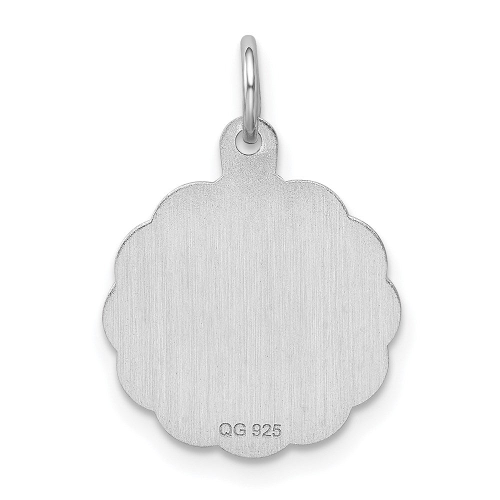 Sterling Silver Rhodium-plated Sweet Sixteen Disc Charm