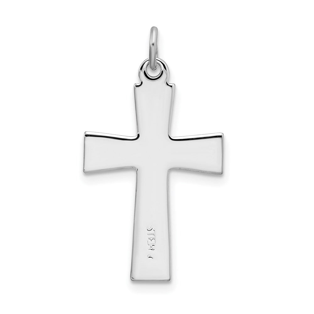 Sterling Silver Rhodium-plated Enameled Latin Cross Charm