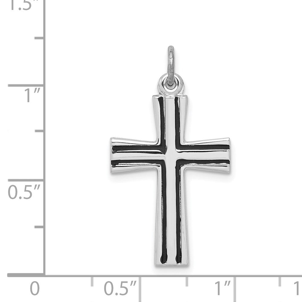 Sterling Silver Rhodium-plated Enameled Latin Cross Charm