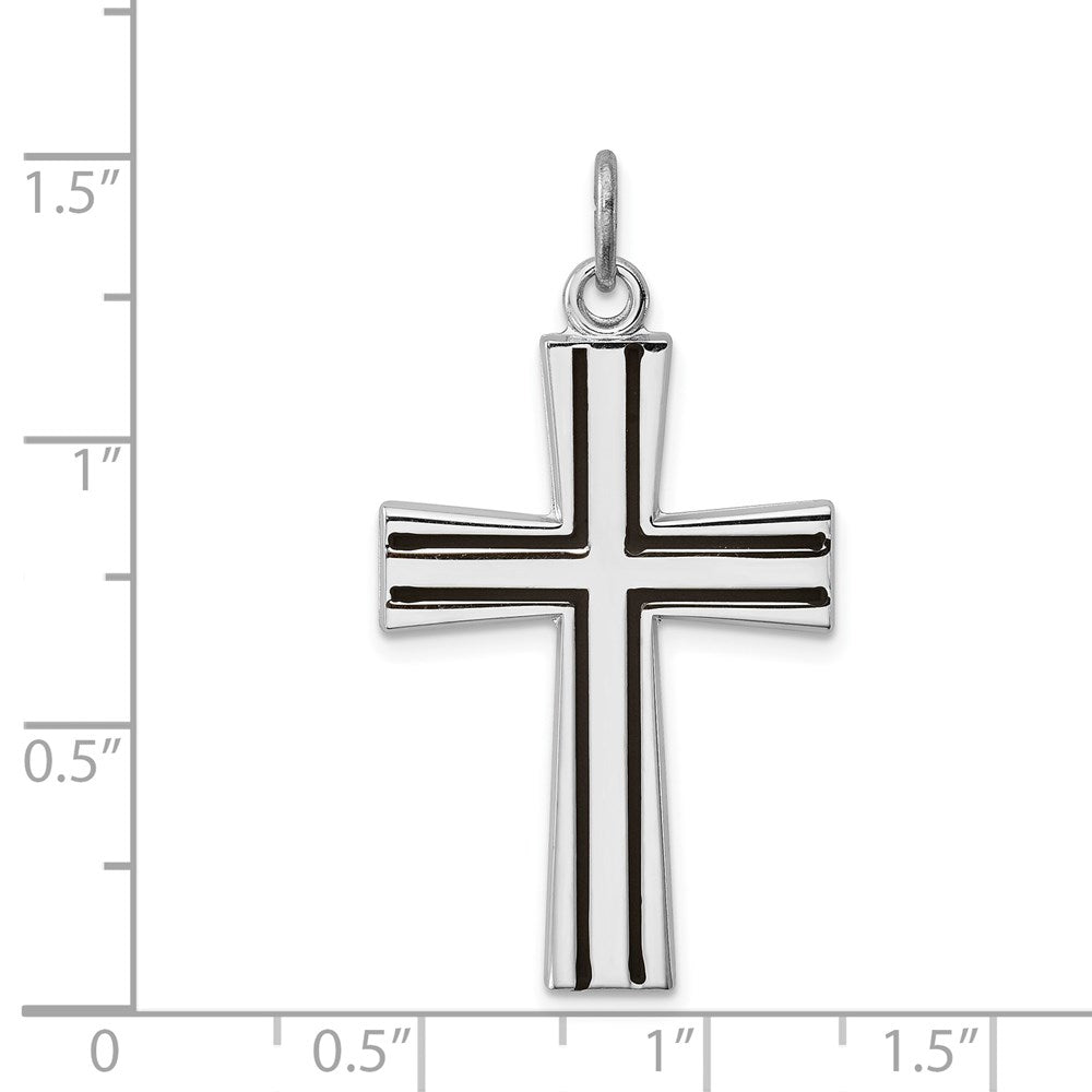 Sterling Silver Rhodium-plated Enameled Latin Cross Charm
