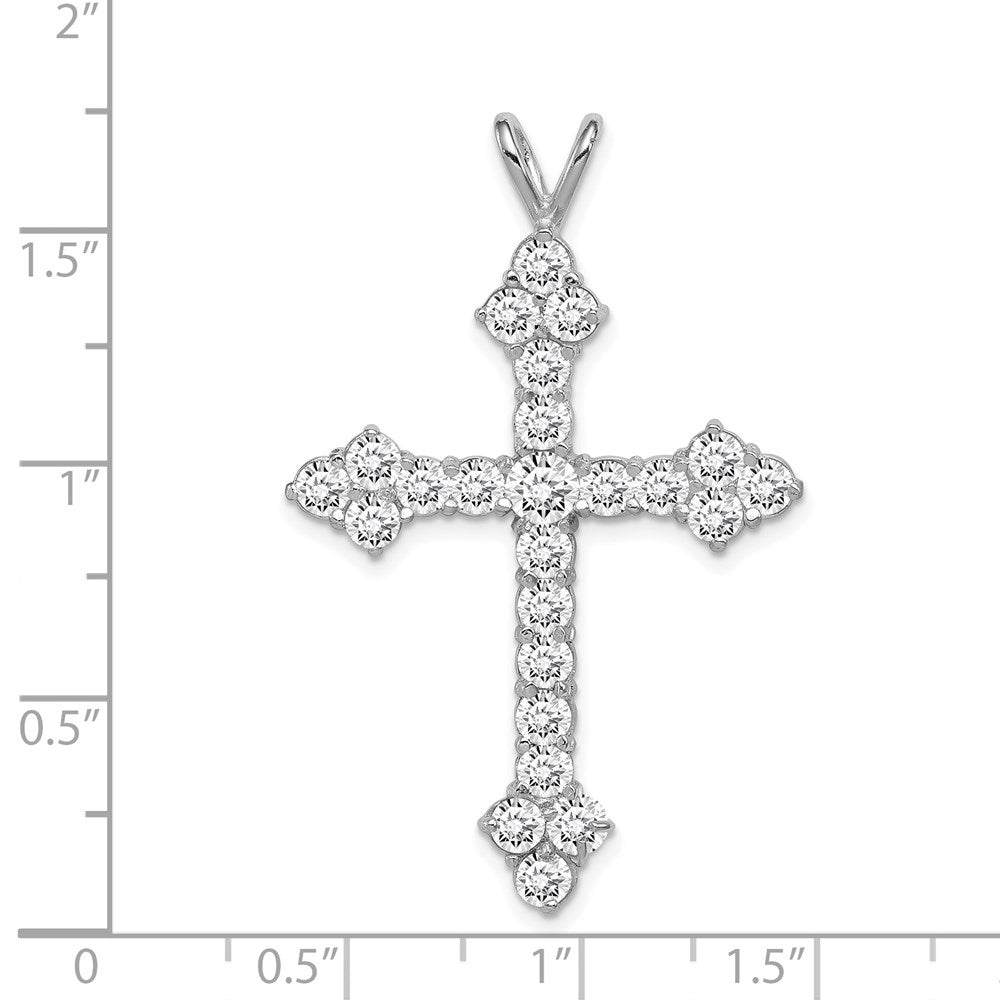 Sterling Silver Rhodium-plated CZ Cross Pendant