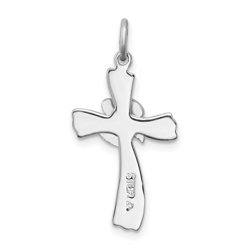 Sterling Silver Rhodium-plated & Vermeil Dove Cross Charm
