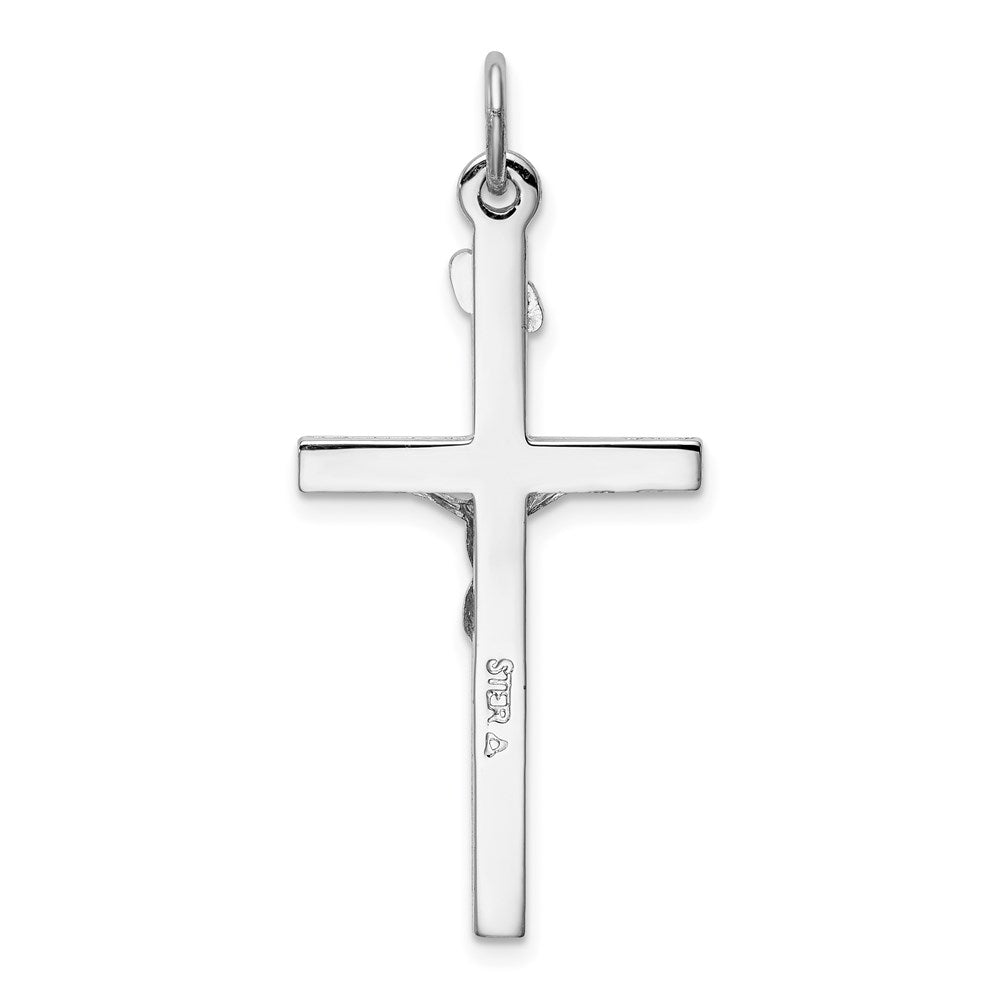 Sterling Silver Rhodium-plated INRI Crucifix Pendant