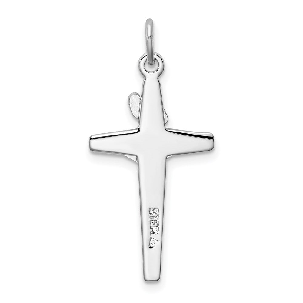 Sterling Silver Rhodium-plated Enameled Crucifix Charm