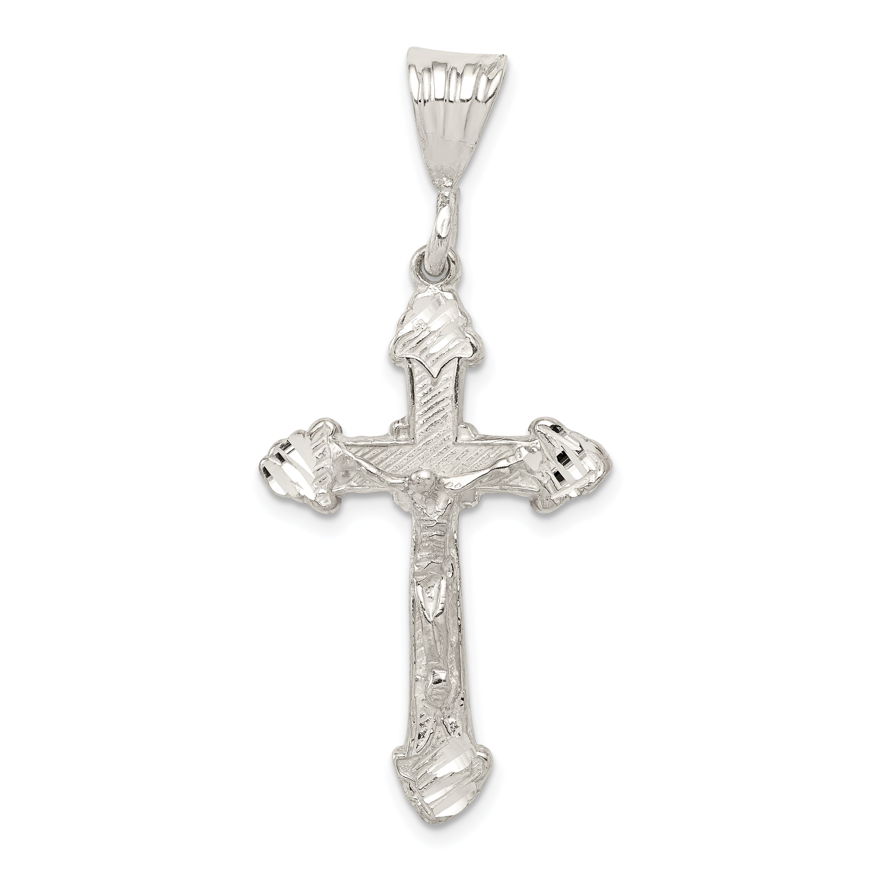 Sterling Silver Diamond-Cut Crucifix Pendant