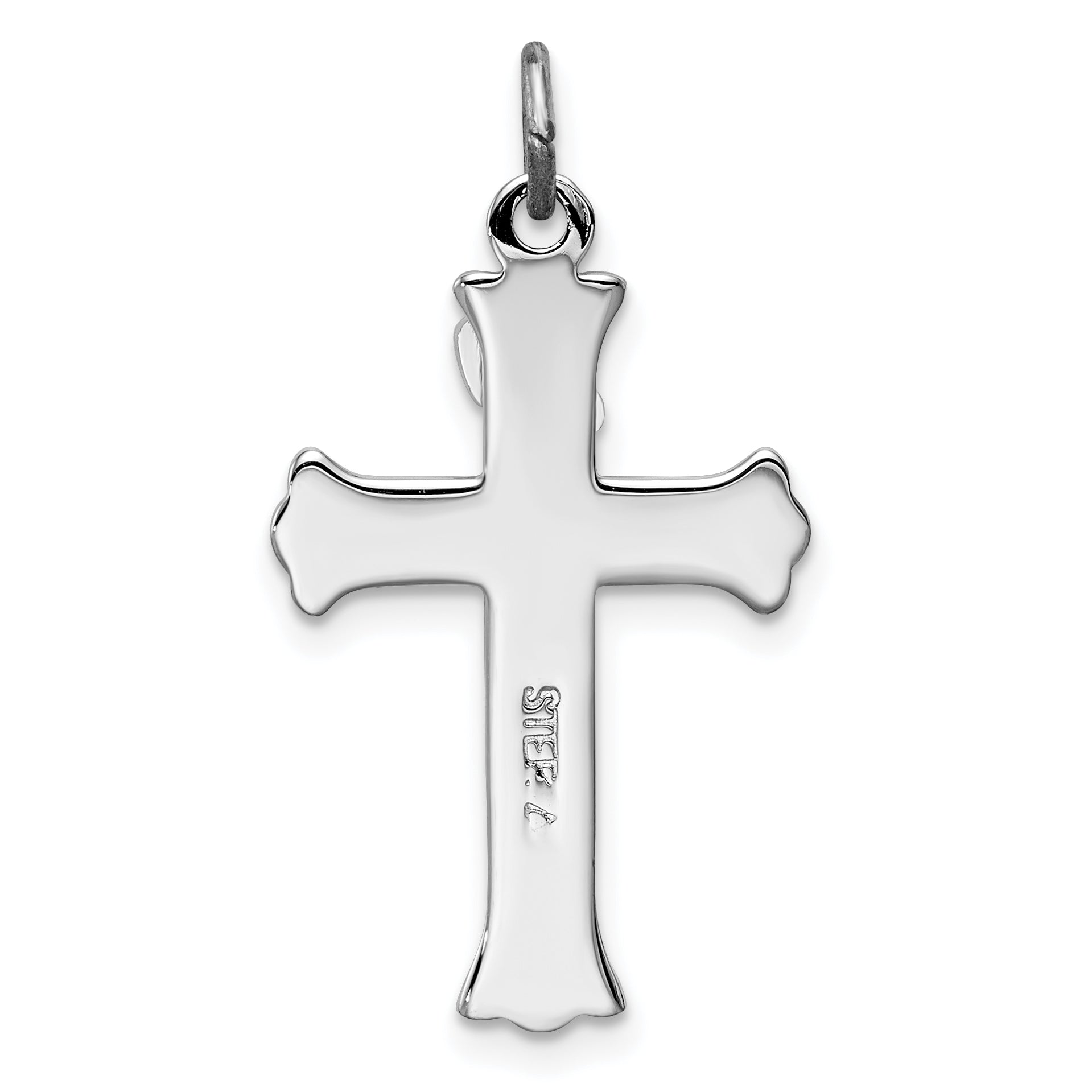 Sterling Silver Platinum-plated Enameled INRI Crucifix Charm