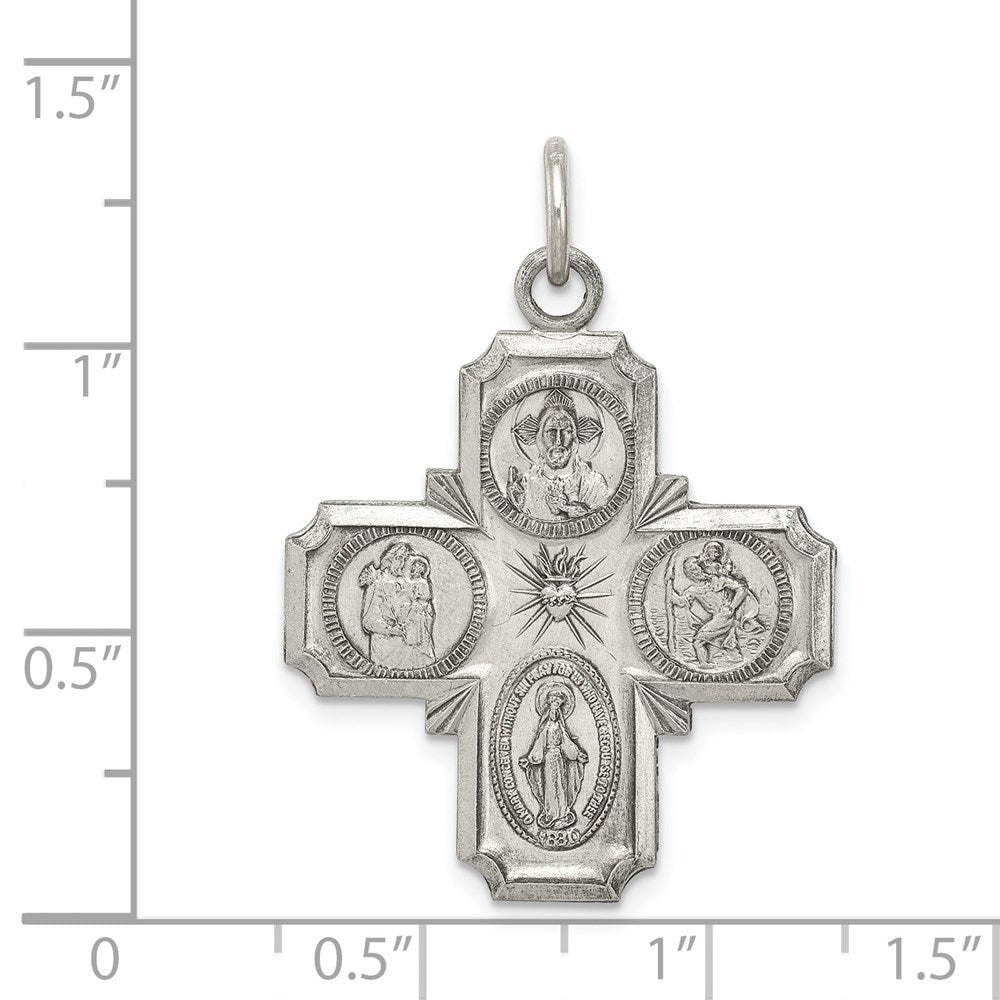 Sterling Silver Antiqued 4-Way Medal