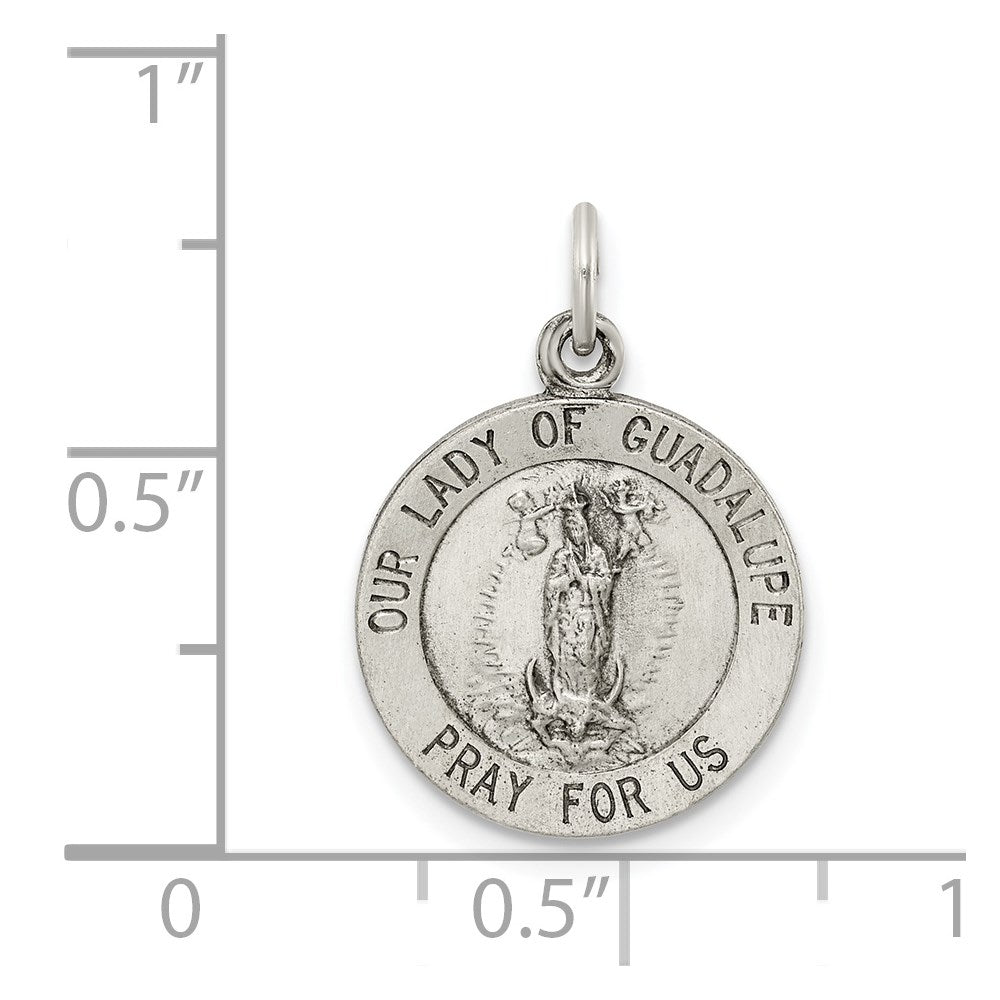 Sterling Silver Antiqued Our Lady of Guadalupe Medal