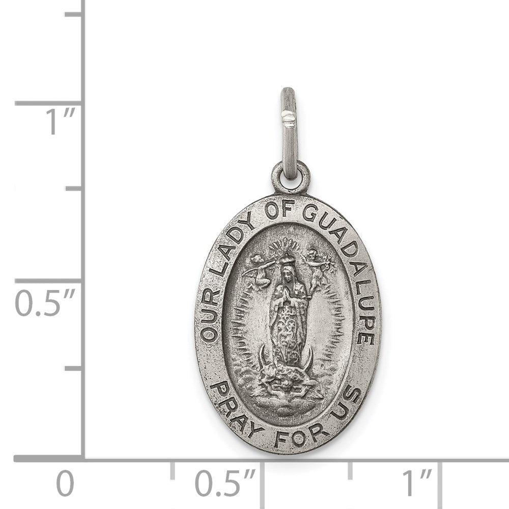 Sterling Silver Antiqued Our Lady of Guadalupe Medal