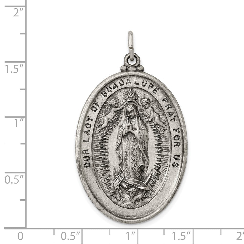 Sterling Silver Antiqued Our Lady of Guadalupe Medal