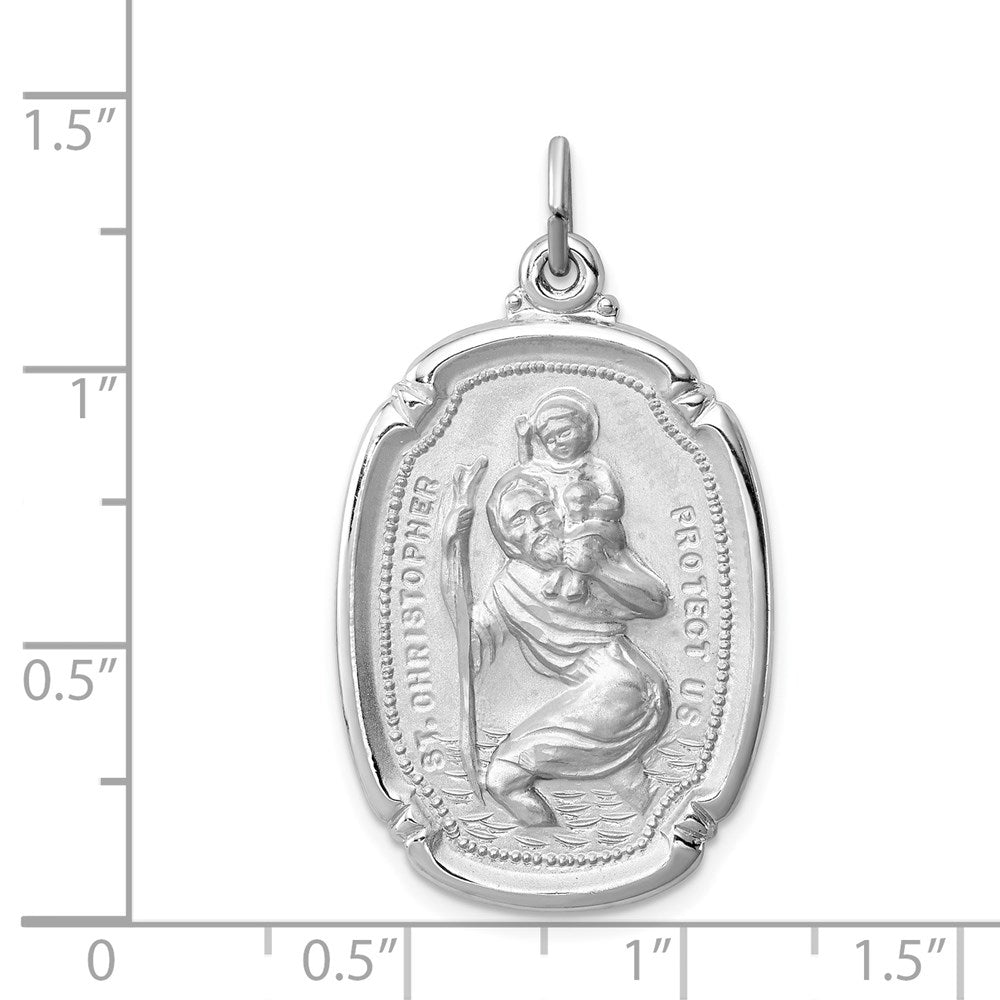 Sterling Silver Rhodium-plated St. Christopher Medal