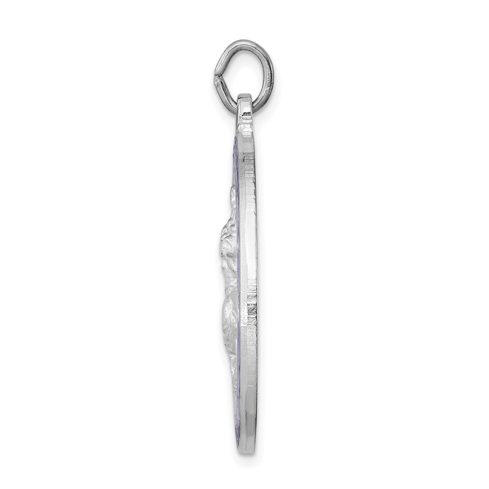 Sterling Silver Rhodium-plated Enameled St. Christopher Medal