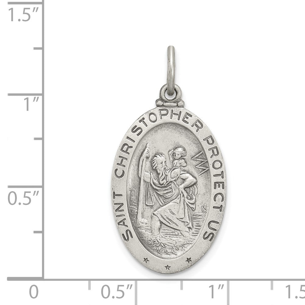 Sterling Silver Antiqued St.Christopher Soccer Medal