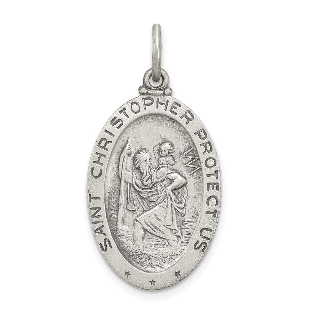 Sterling Silver Antiqued St.Christopher Soccer Medal