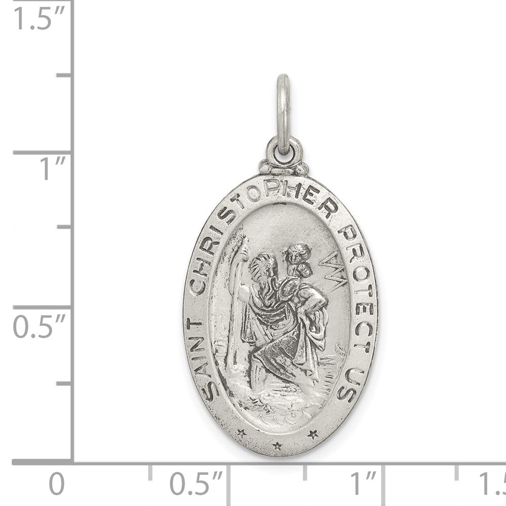 Sterling Silver Antiqued St.Christopher Football Medal