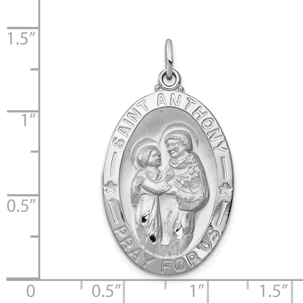Sterling Silver Rhodium-plated St. Anthony Medal