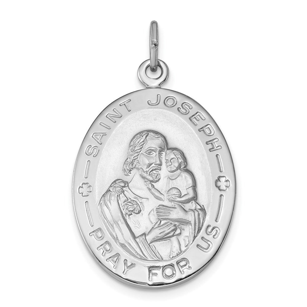 Sterling Silver Rhodium-plated St. Joseph Medal