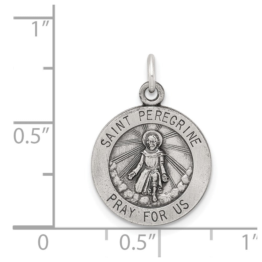 Sterling Silver Antiqued St. Peregrine Medal