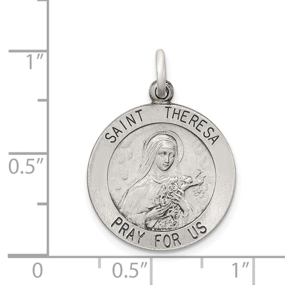 Sterling Silver Antiqued St. Theresa Medal
