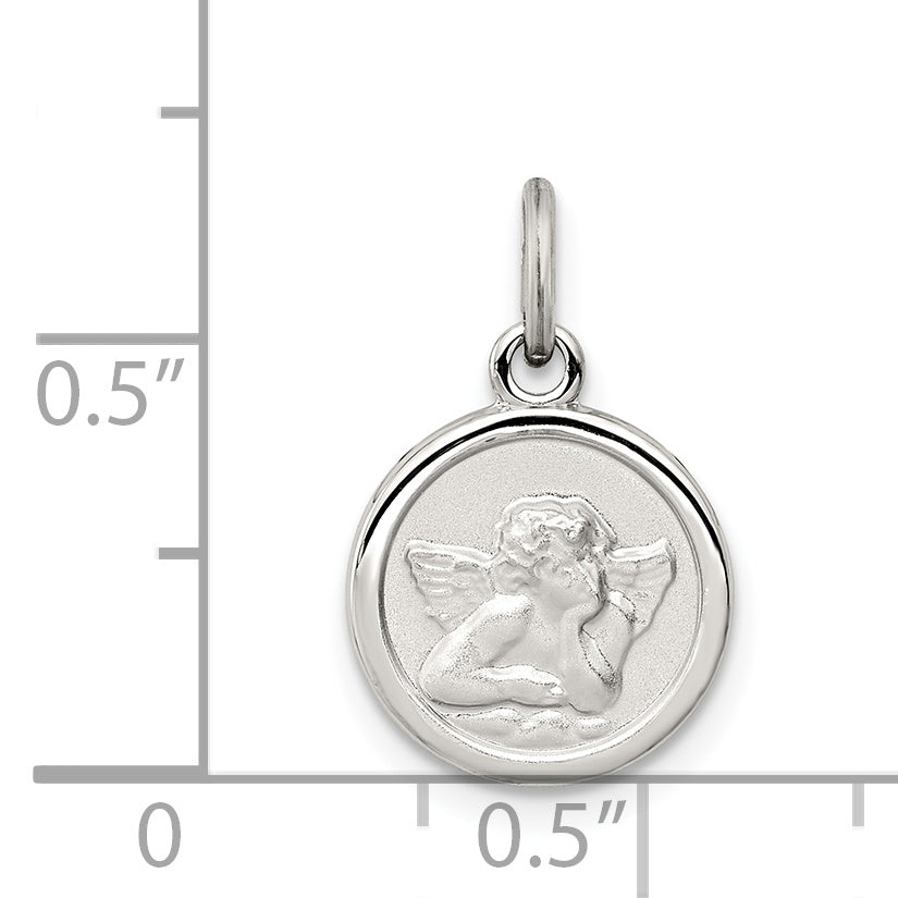 Sterling Silver Platinum-plated Angel Medal Charm