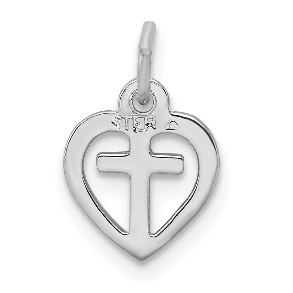 Sterling Silver Platinum-plated & Vermeil Cross in Heart Charm