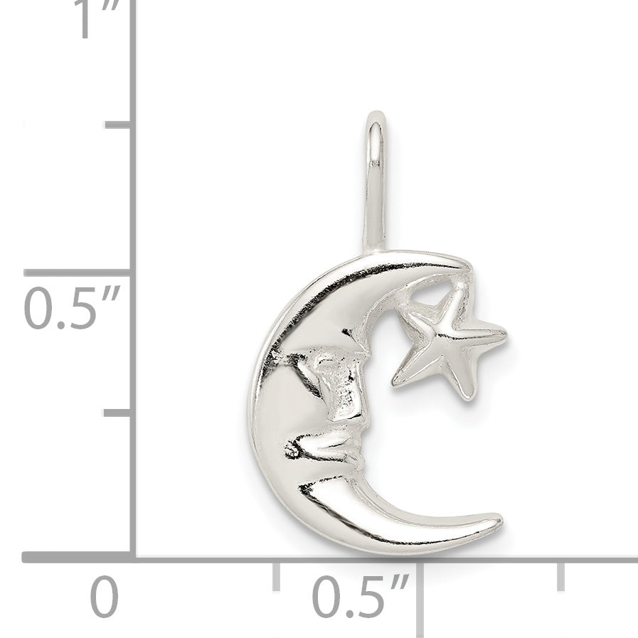 Sterling Silver Moon w/Star Charm