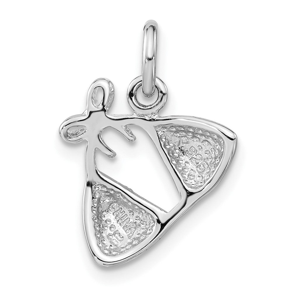 Sterling Silver Rhodium-plated Enameled Red Bikini Top Charm