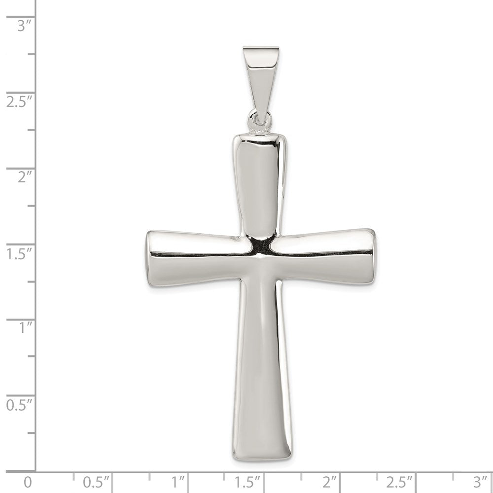 Sterling Silver Rhodium-plated Hollow Cross Pendant