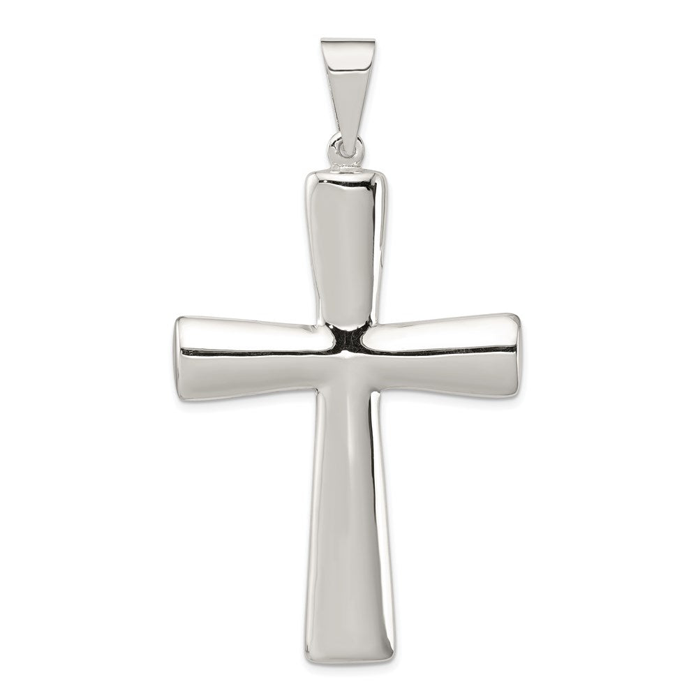 Sterling Silver Rhodium-plated Hollow Cross Pendant