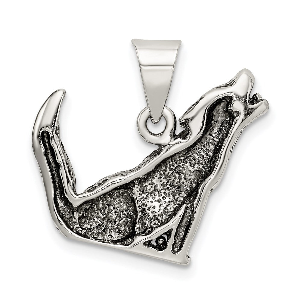 Sterling Silver Antiqued Wolf Charm