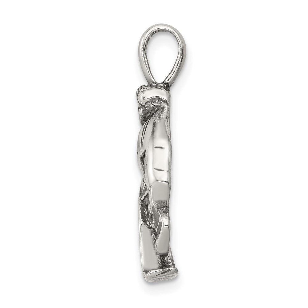 Sterling Silver Antiqued Hockey Player Charm