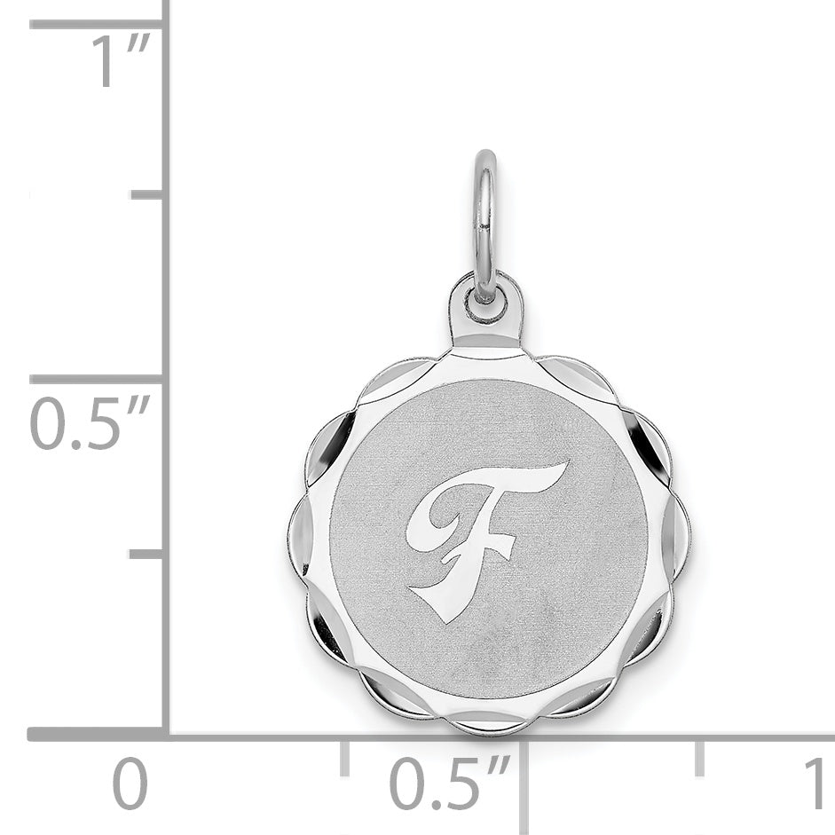 Sterling Silver/Rhodium-plated Brocaded Letter F Initial Pendant
