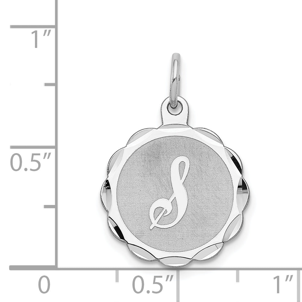 Sterling Silver/Rhodium-plated Brocaded Letter S Initial Pendant