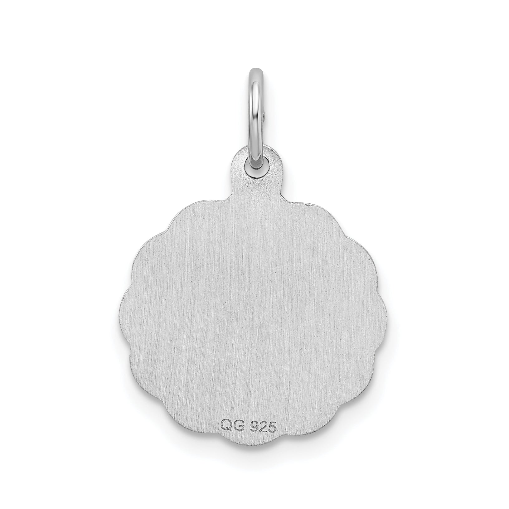 Sterling Silver/Rhodium-plated Brocaded Letter V Initial Pendant