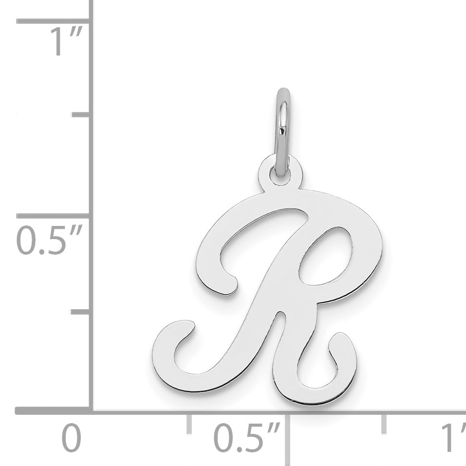 Sterling Silver Rhodium-plated Stamped Letter R Initial Charm