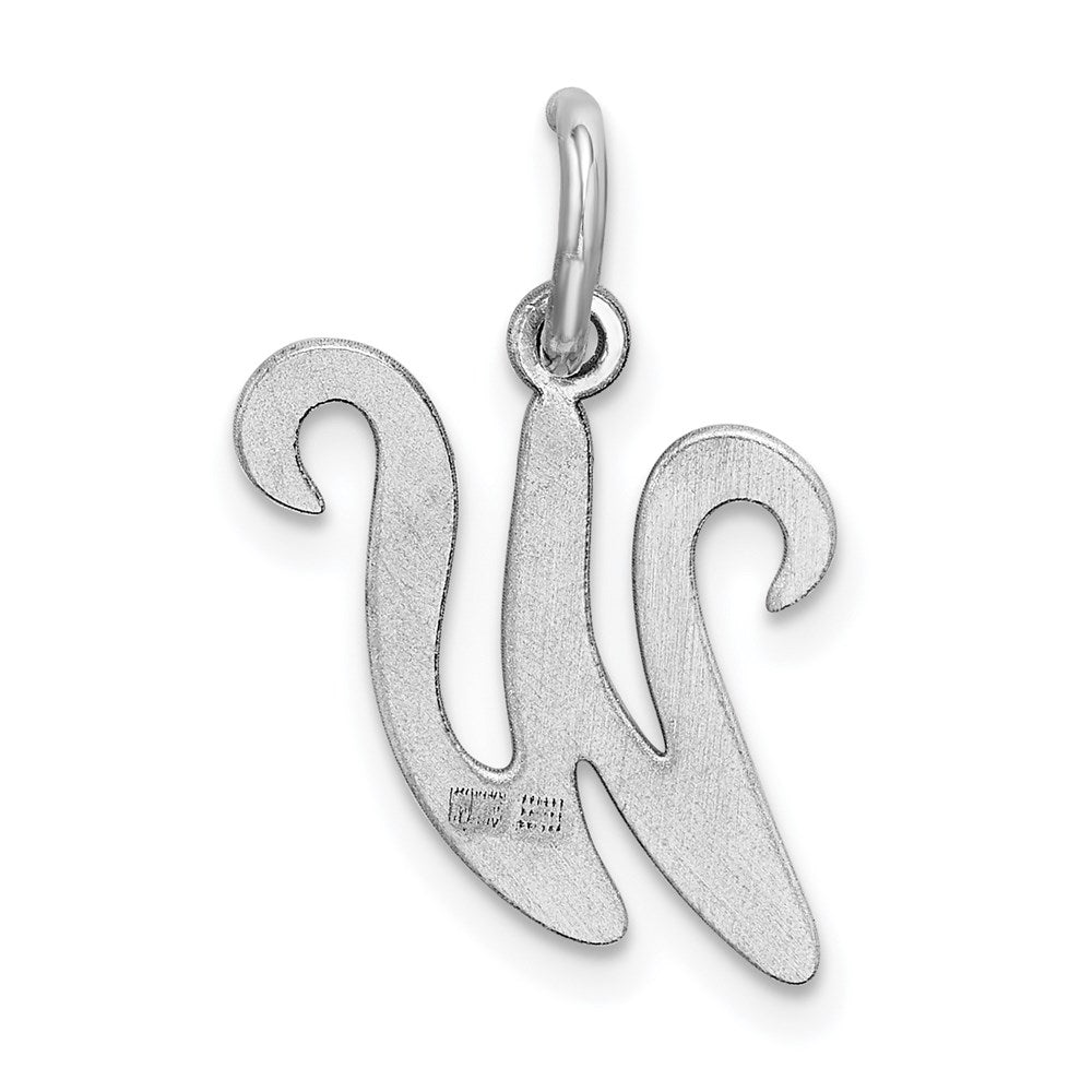 Sterling Silver Rhodium-plated Stamped Letter W Initial Charm