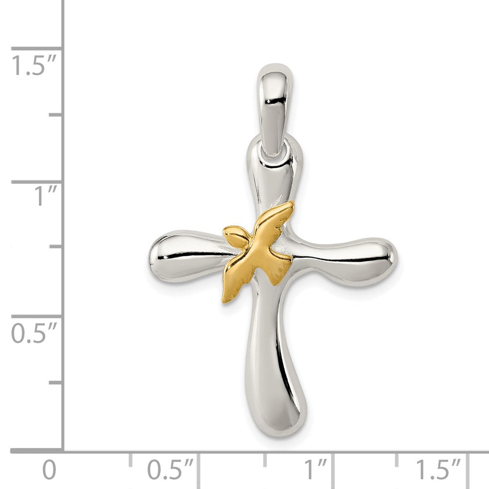 Sterling Silver & Vermeil Dove Cross Pendant