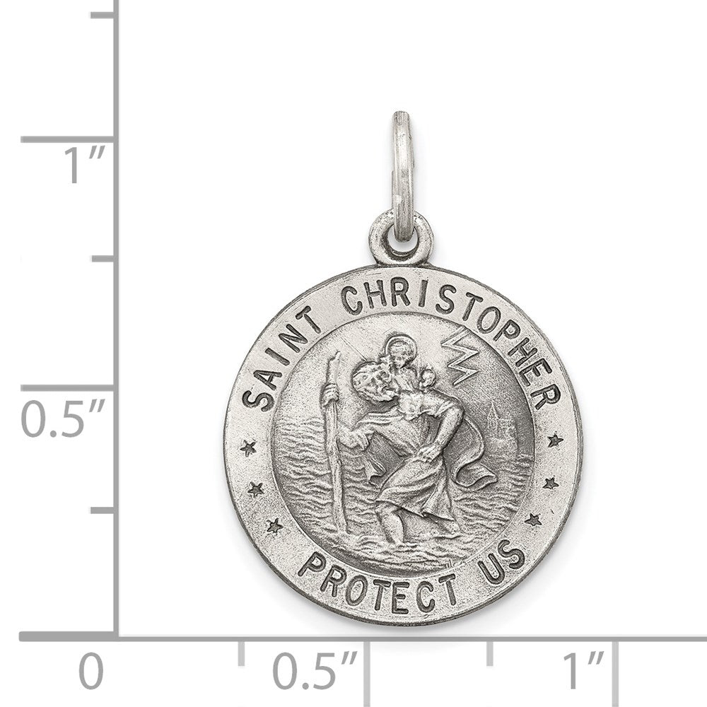 Sterling Silver Antiqued St. Christopher Medal
