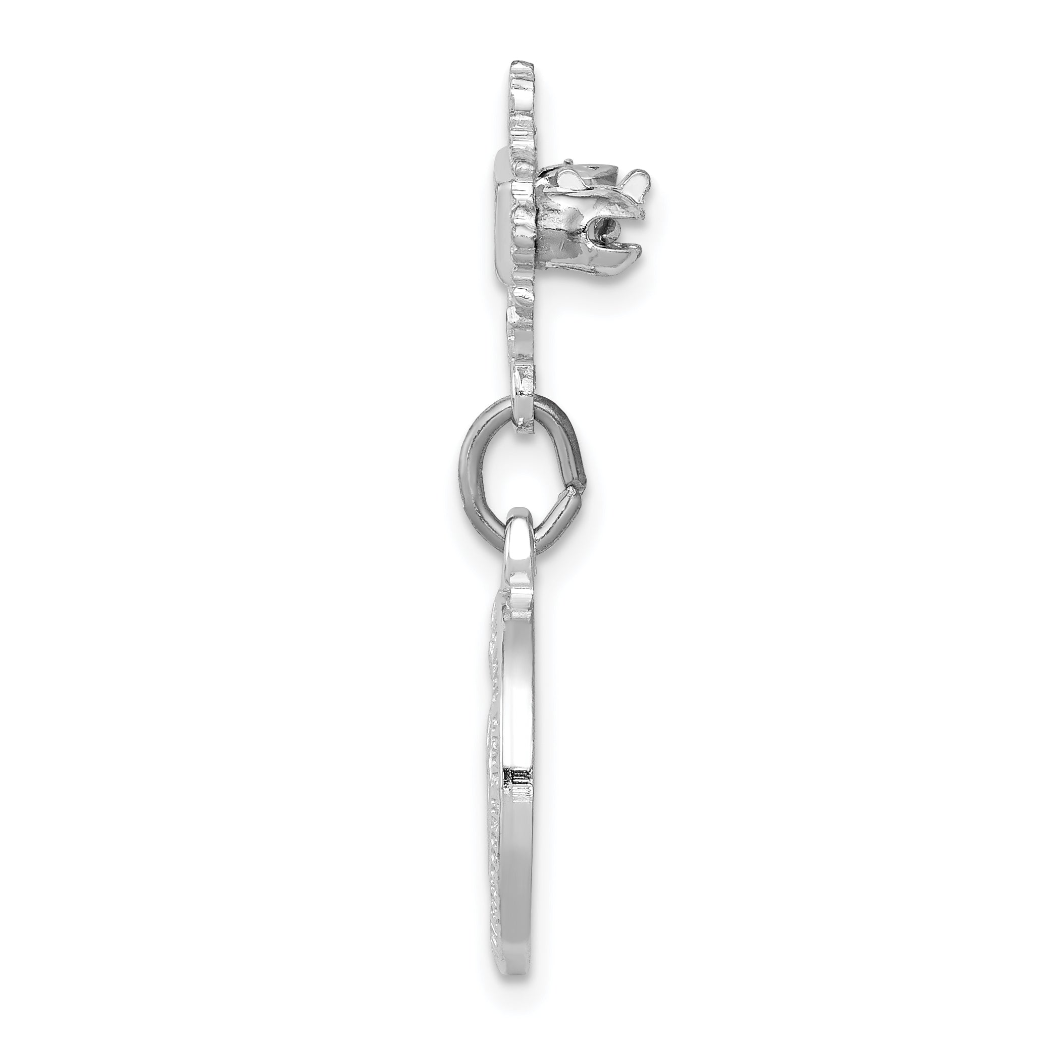 Sterling Silver Platinum-plated Miraculous Medal Dangle Pin Brooch