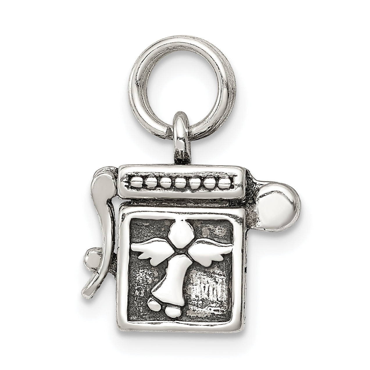 Sterling Silver Antiqued Angel Prayer Box Charm