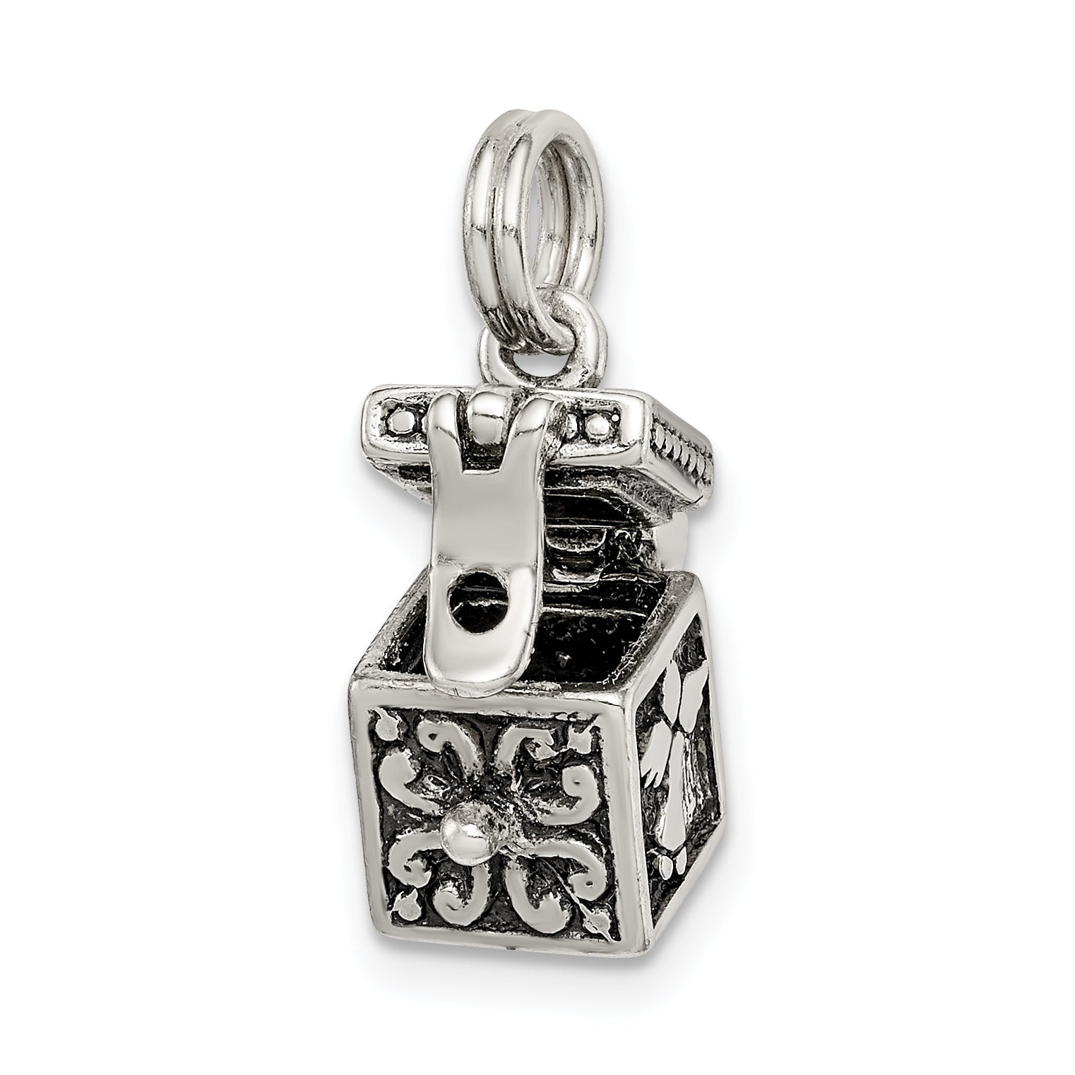 Sterling Silver Antiqued Angel Prayer Box Charm