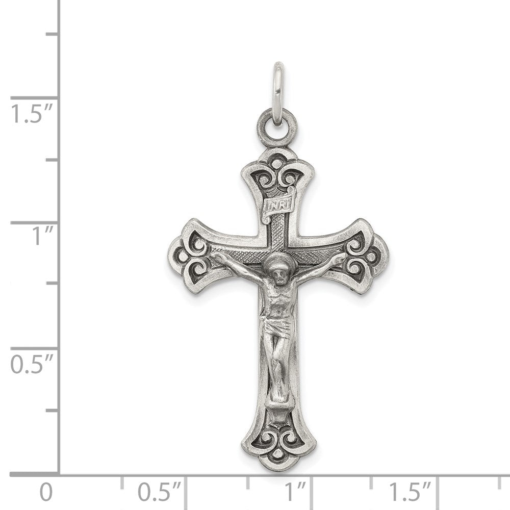Sterling Silver Antiqued INRI Crucifix Pendant