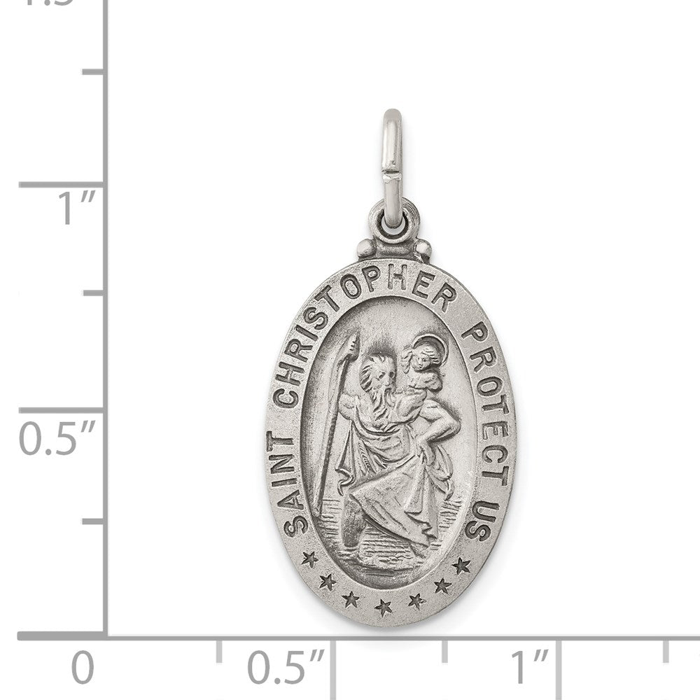 Sterling Silver Antiqued St. Christopher Medal