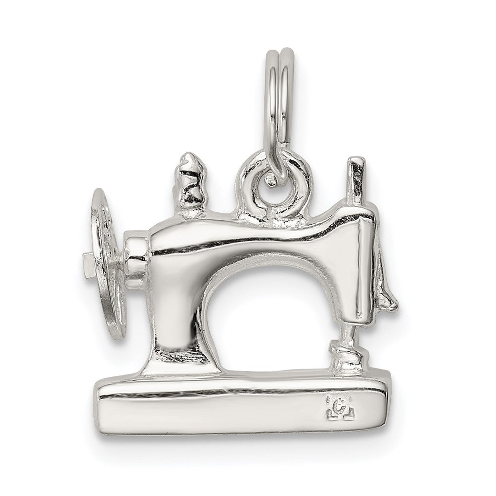 Sterling Silver Rhodium-plated Sewing Machine Charm