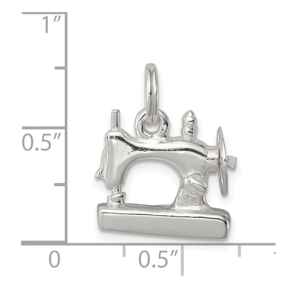 Sterling Silver Rhodium-plated Sewing Machine Charm