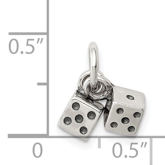 Sterling Silver Antique Dice Charm