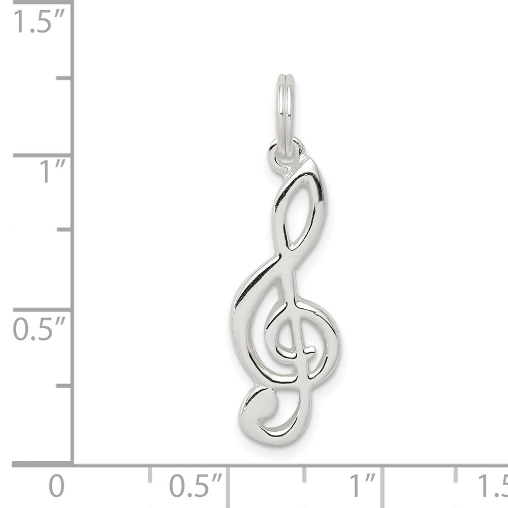 Sterling Silver Rhodium-plated Music Note Charm