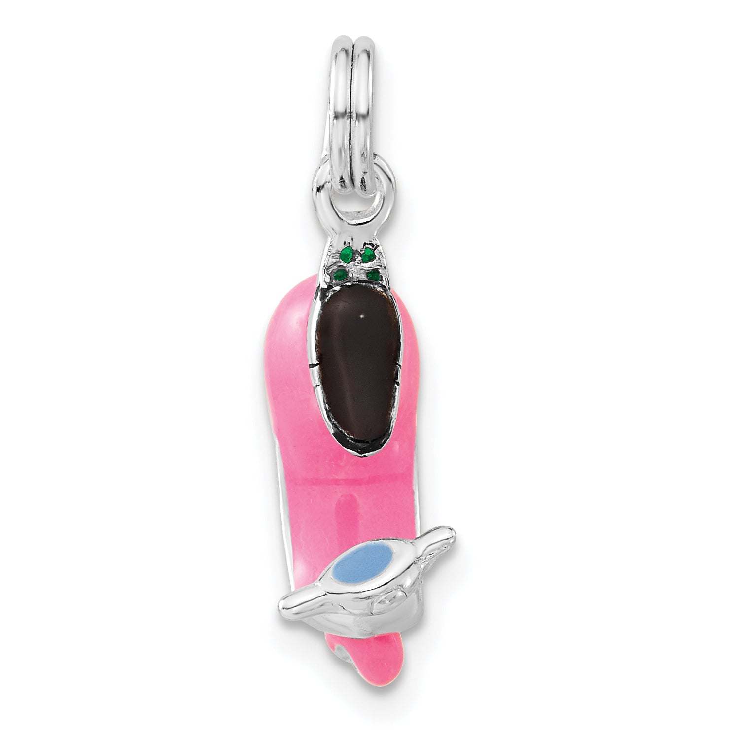 Sterling Silver 3-D Polished Multicolor Enamel Motor Scooter Charm