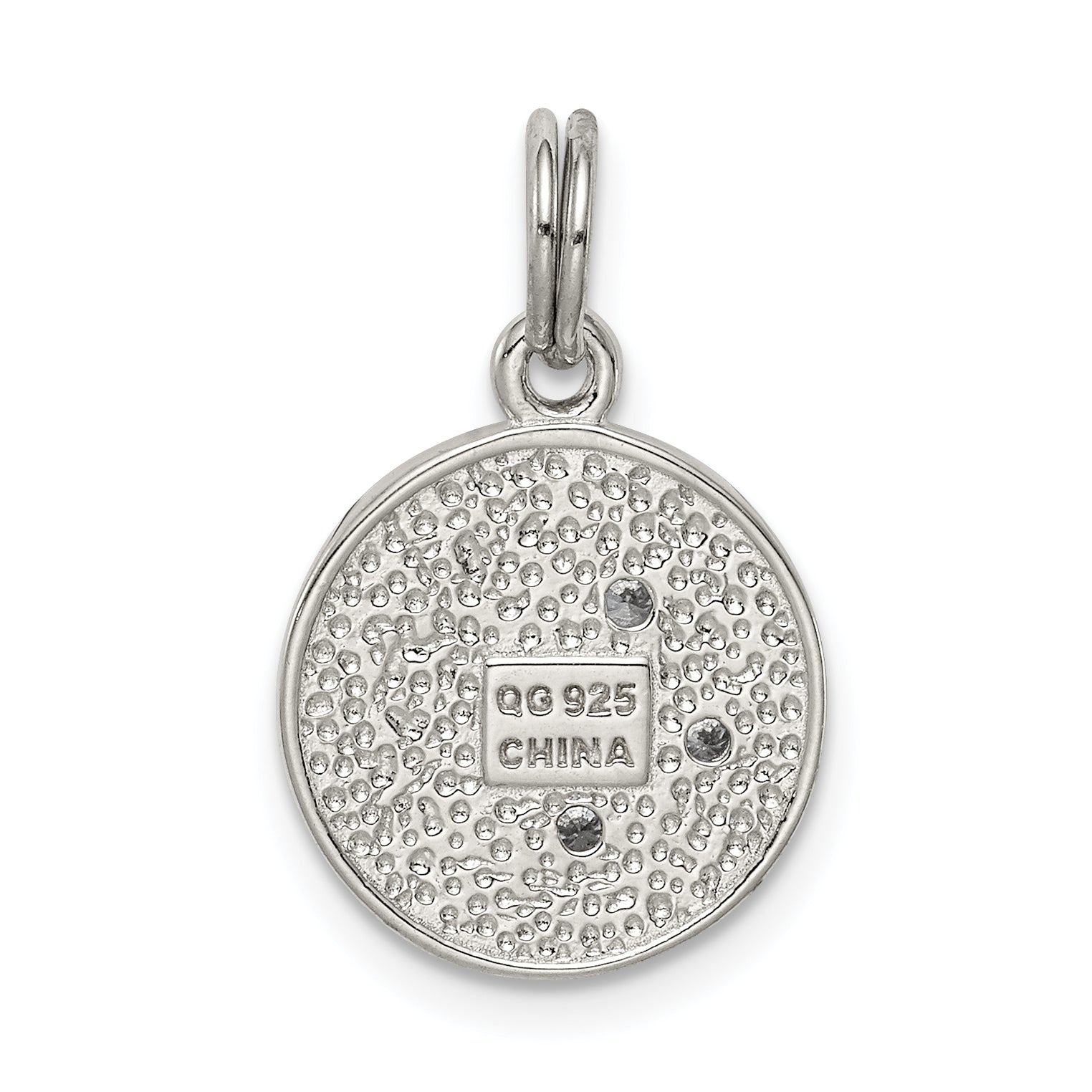 Sterling Silver Rhodium-plated Enameled and CZ Moon and Star Charm
