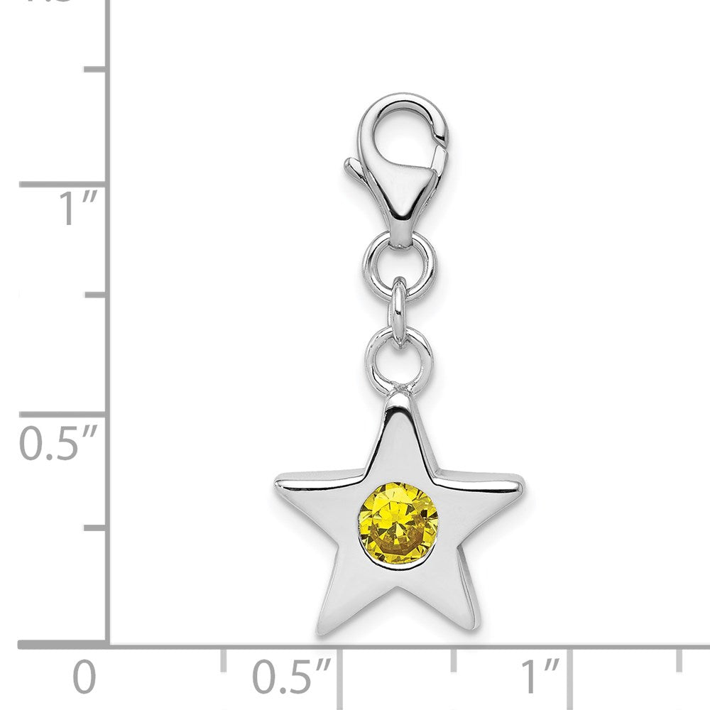 Sterling Silver Rhodium-plated November CZ Birthstone Star Charm